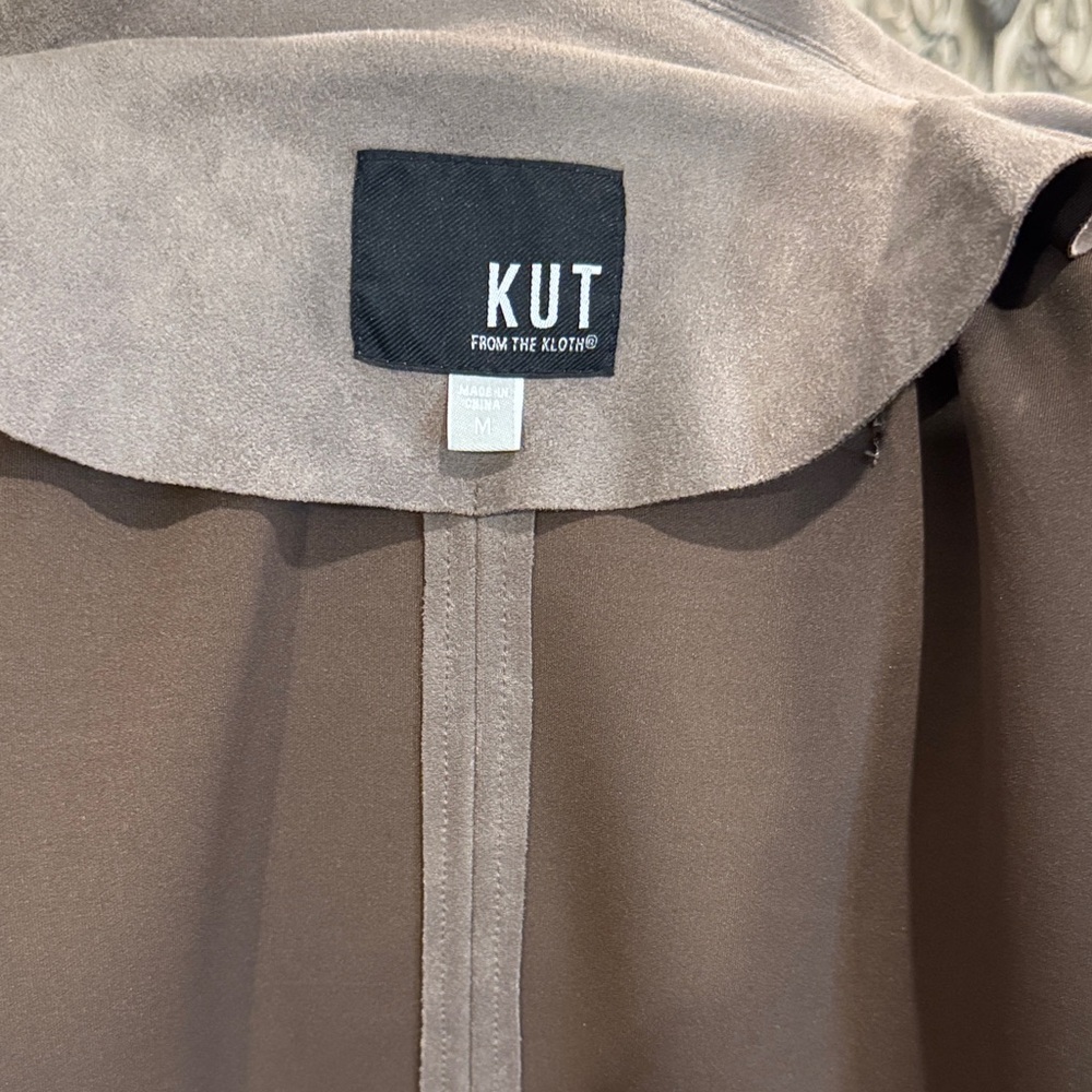 Kut from the Kloth Taupe Faux Suede Open Jacket - Picture 3 of 7